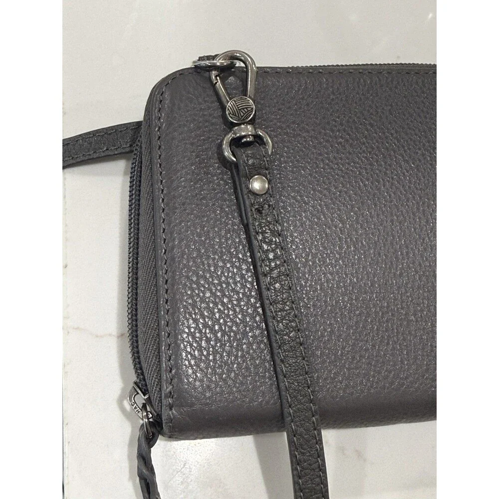 The Sak Iris Large Smartphone Crossbody Wristlet Gray Leather Studded